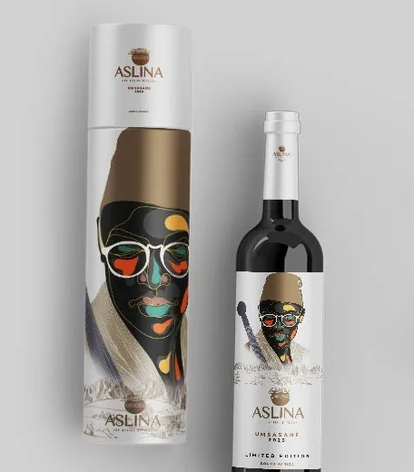 Asuna limited edition wine bottle and gift tube with illustrated portrait