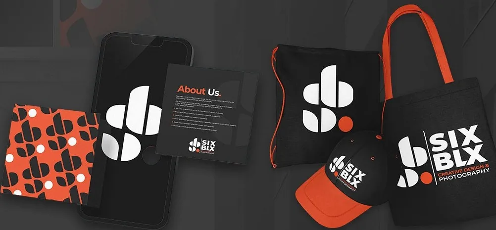 SIXBLX branded tote bags, cap, phone and pattern cards
