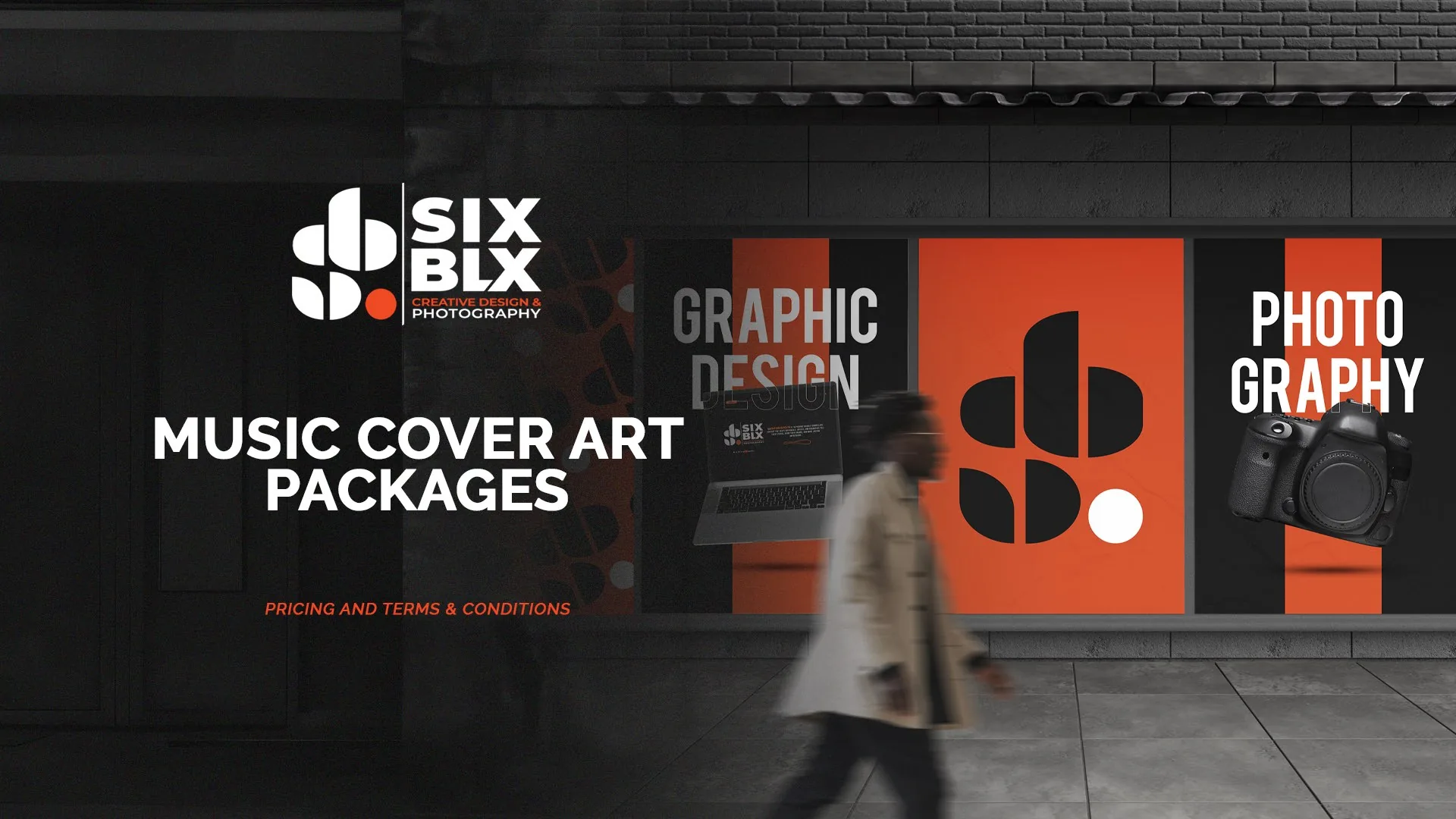 SIXBLX storefront mock-up with Graphic Design and Photography posters
